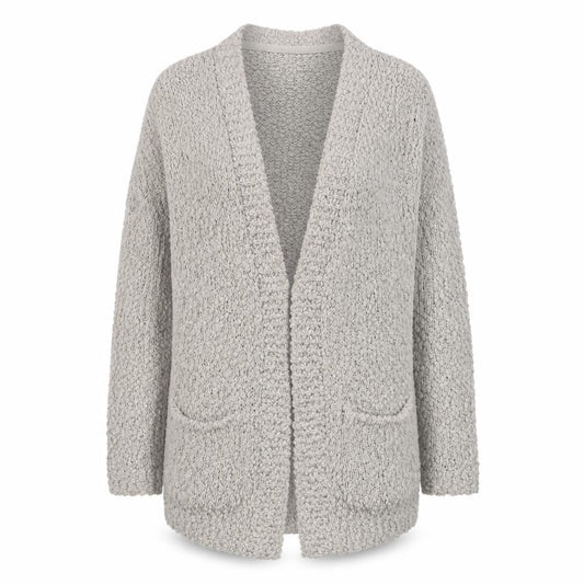 Front view of Only Women's Grey Cardigan M - Relaxed Chunky-Knit
