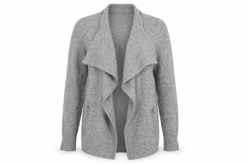 White Stuff Women's Grey Cardigan Jumper, Size 10, Cowl Neck, Long Sleeve