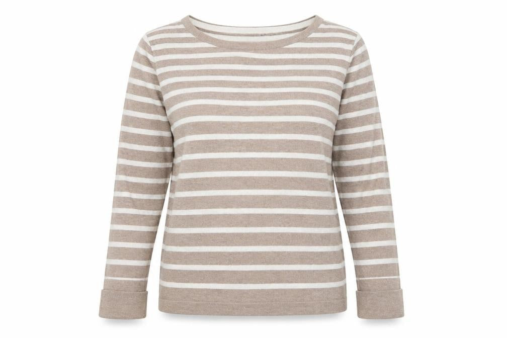 Marks & Spencer Women's Beige Striped Pullover Jumper Size 14