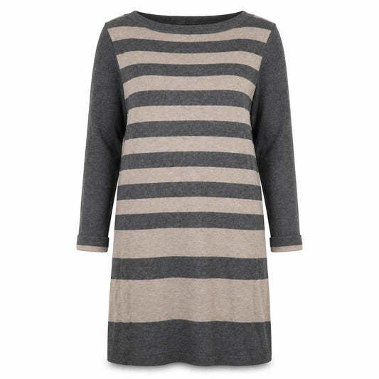 M&Co Women's Grey Striped Knit Dress Size 10