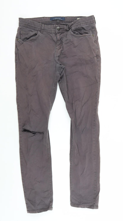 Zara Man Men's Grey Chino Trousers, Size M, Regular Fit