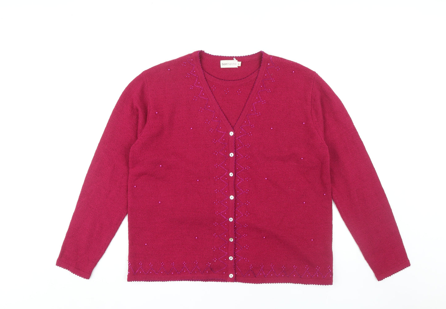Bonmarché Women's Red Cardigan Size L V-Neck