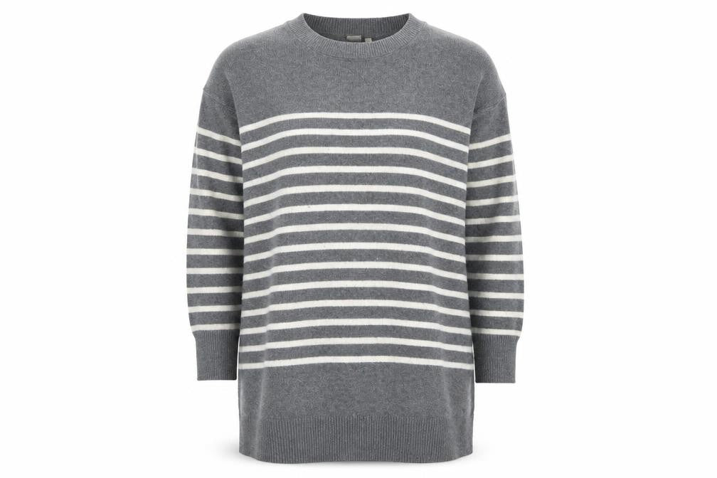 GAP Women's Grey Striped Pullover Jumper XL