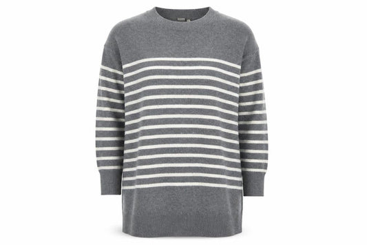 Gap Women's Grey Striped Pullover Jumper XL