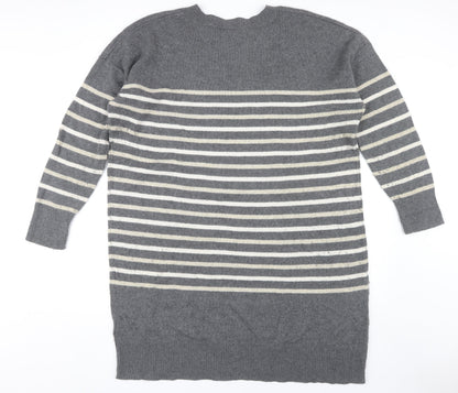 Gap Women's Grey Striped Pullover Jumper XL