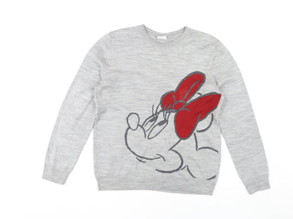 Preloved Disney Women's Grey Minnie Mouse Jumper Pullover Size 12 - Front