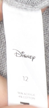 Preloved Disney Women's Grey Minnie Mouse Jumper Pullover Size 12 - Detail