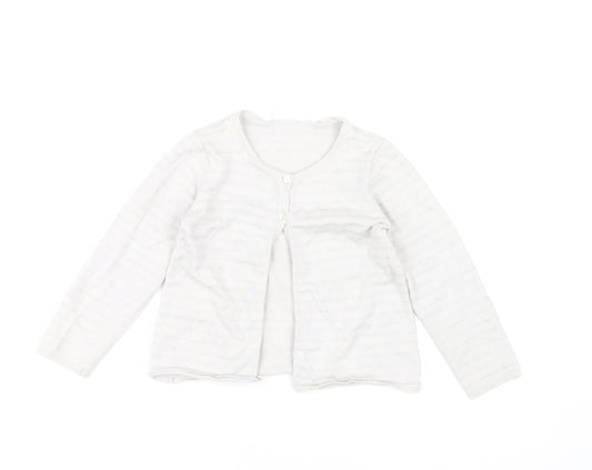 The Little White Co Girls White Cardigan 4-5 Years, Button Accent