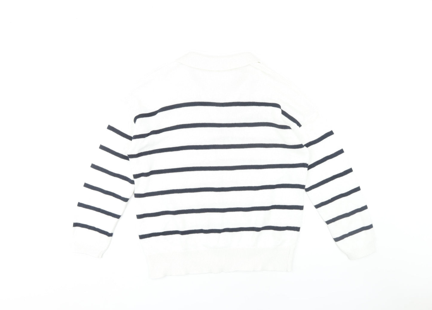Bonmarché Women’s White Collared Striped Pullover Jumper
