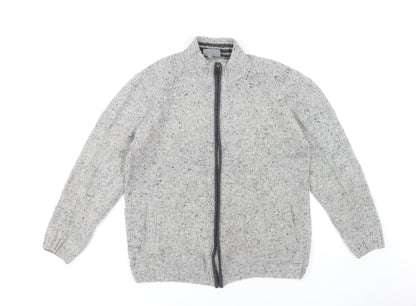 Peter Gribby Men's Grey Full Zip Wool Jumper M