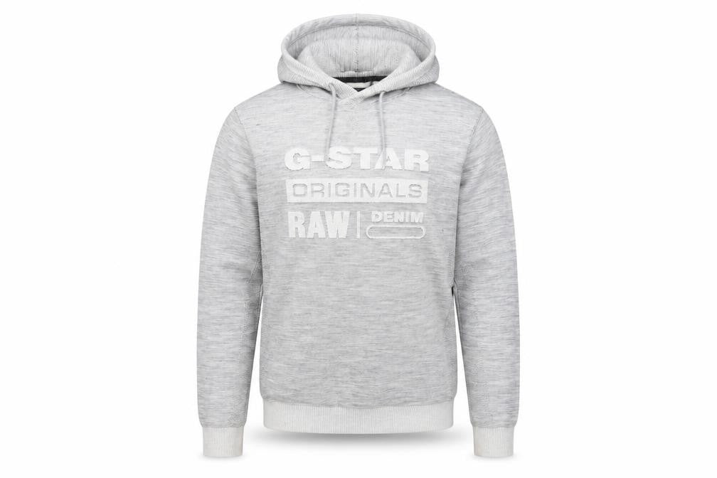 G-Star RAW Men’s Grey Pullover Hoodie, S, Logo, Hooded