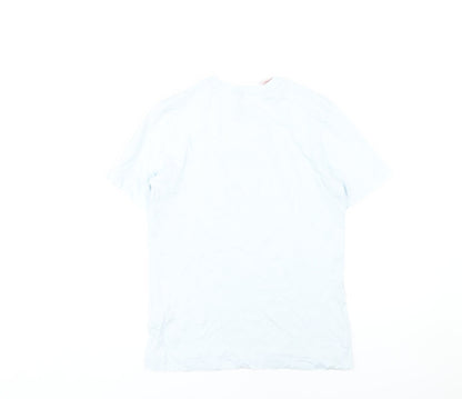 Back view of Adidas boys’ white t-shirt, size 11-12, casual basic tee