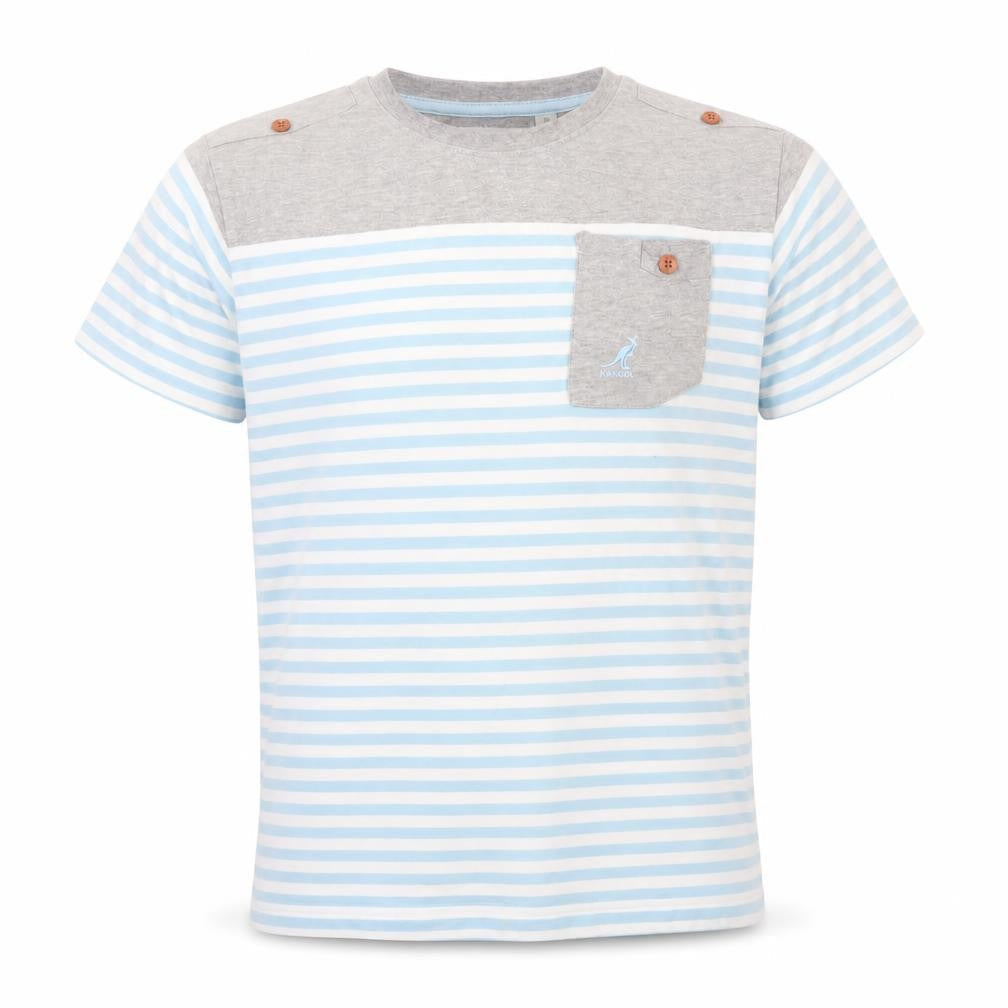 Kangol Men's Medium Grey Blue Striped T-Shirt