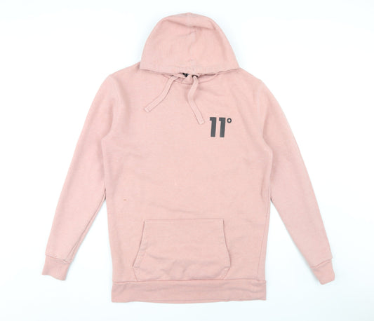 11 Degrees Men's Pink Pullover Hoodie M Logo