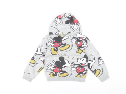 Front view of Disney boys’ grey mickey mouse hoodie 6-7y pullover graphic