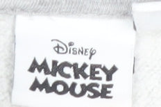 Close-up detail of Disney boys’ grey mickey mouse hoodie 6-7y pullover graphic