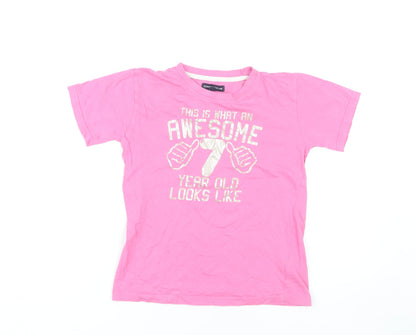 Additional front view of Edward Sinclair Pink girls’ t-shirt 7-8 years graphic print