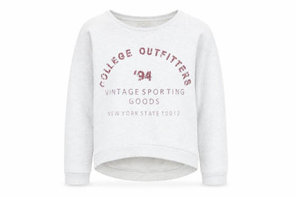 Front view of Candy Couture girls’ white pullover sweatshirt, size 15