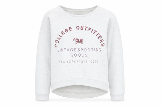 Front view of Candy Couture girls’ white pullover sweatshirt, size 15