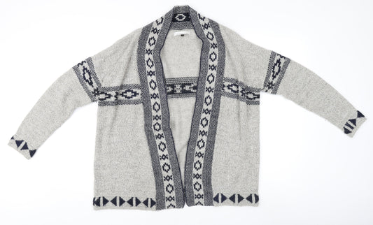 ONLY Women's Grey Aztec Cardigan - L, Chunky Knit