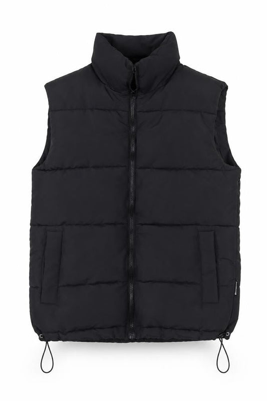 Front view of Missguided Women's Black Padded Waistcoat UK 8
