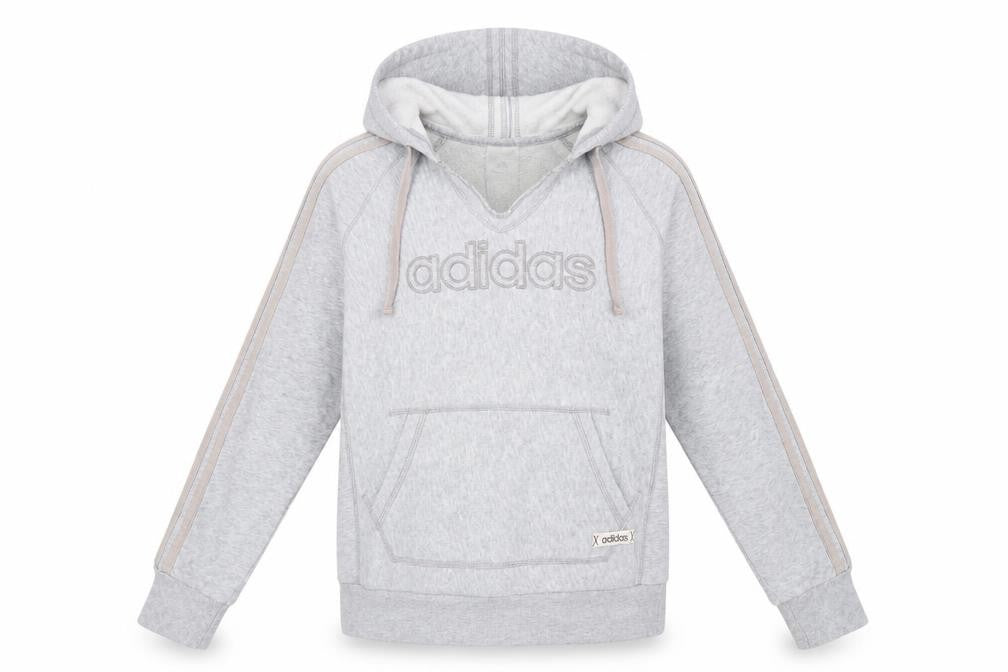 Adidas Women's Grey Pullover Jumper, Size 12, Hooded, Logo