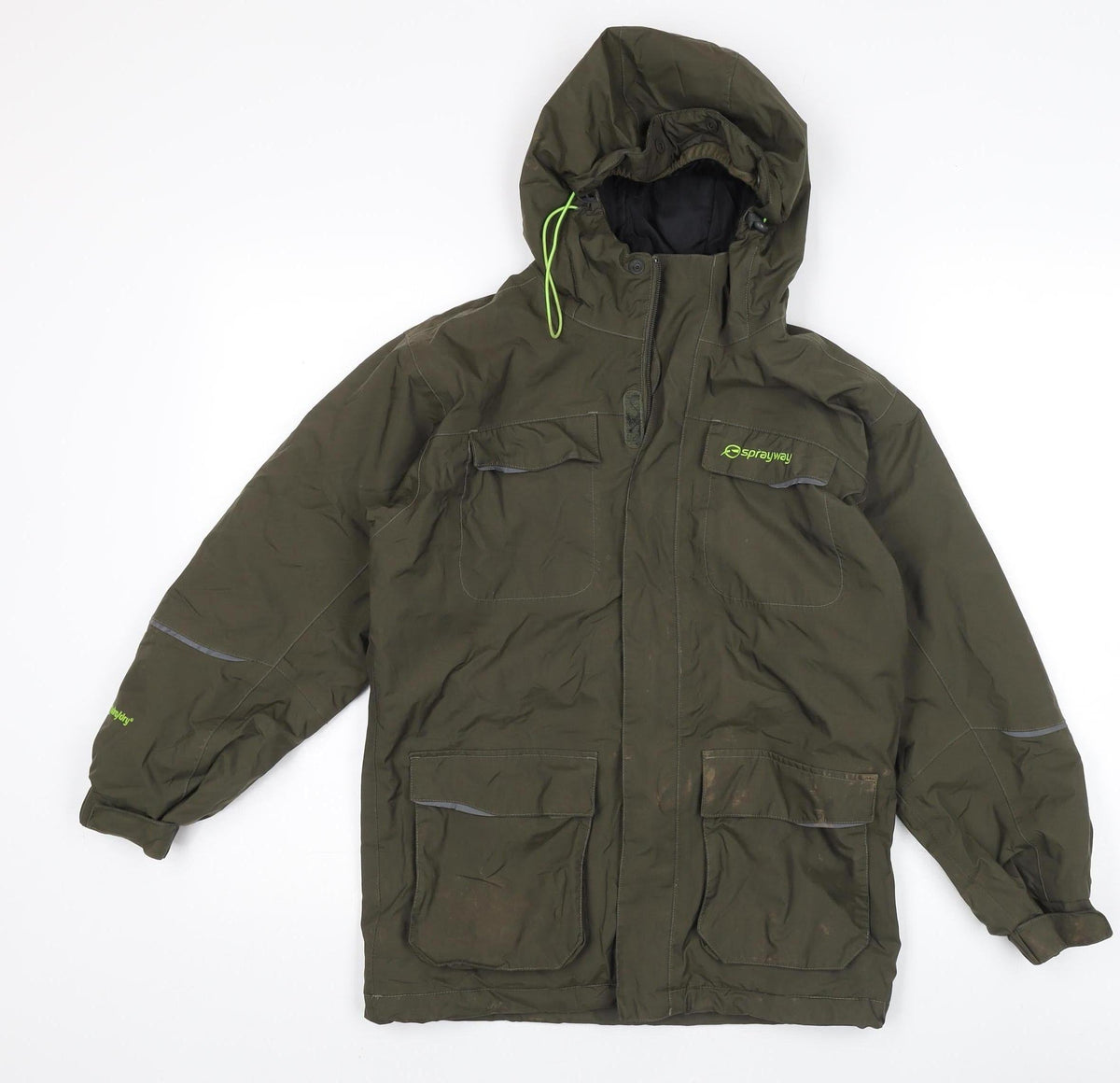 Additional front view of Sprayway boys’ green parka coat 11 years waterproof hooded