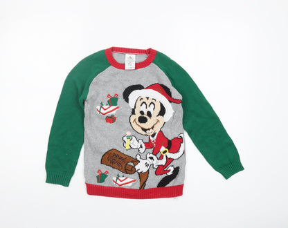 Preloved Disney Boys Multicoloured Christmas Jumper Size 7-8 Years - Front