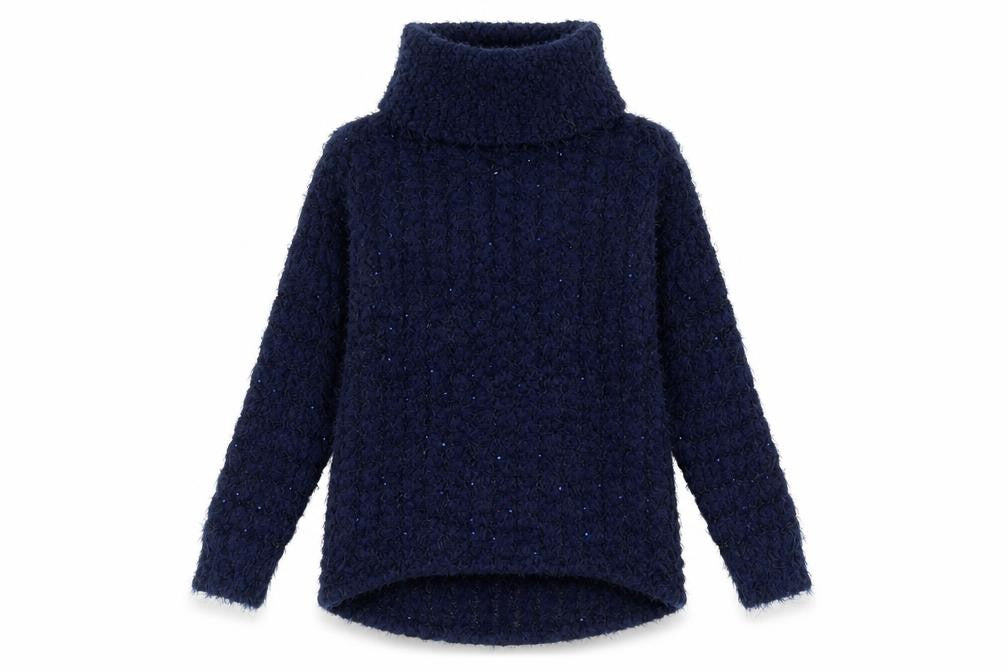 Jacqueline Riu Women's Blue Roll Neck Pullover Jumper