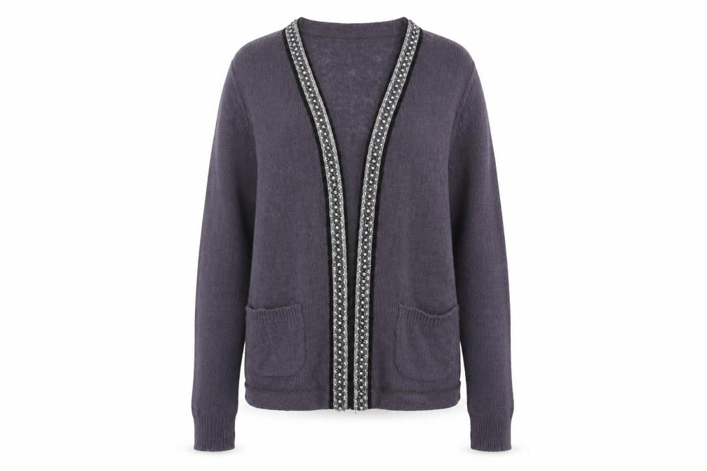 Wrap Women's Purple L Cardigan, Long Sleeve, Wool Blend