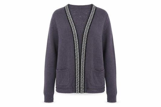 Wrap Women's Purple L Cardigan, Long Sleeve, Wool Blend