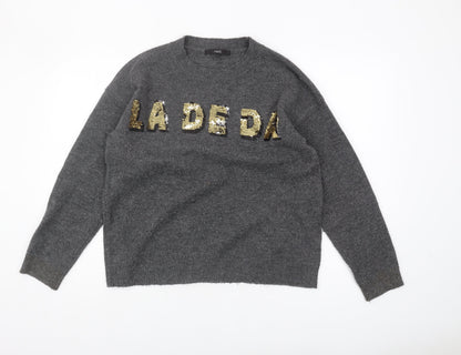 Next Women's Grey Sequin Pullover Jumper, Size M