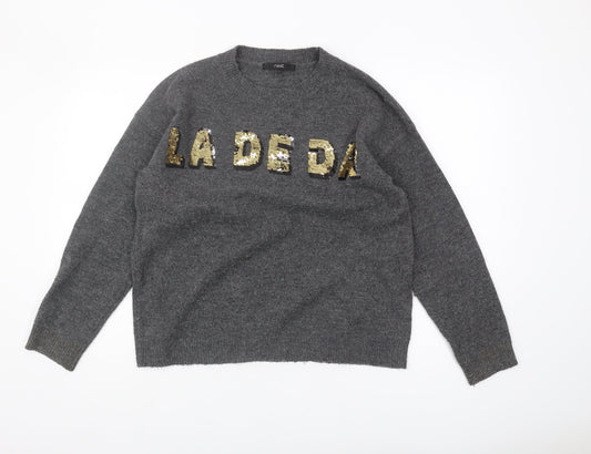 Next Women's Grey Sequin Pullover Jumper, Size M