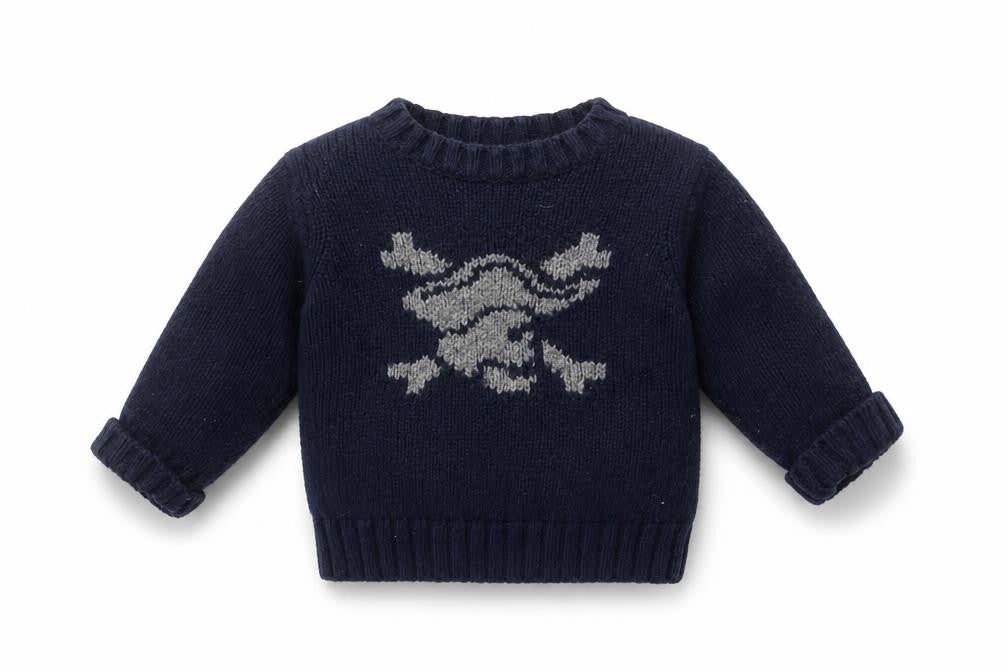 Gap Unisex Blue Skull Knit Pullover Jumper, 12-18 Months