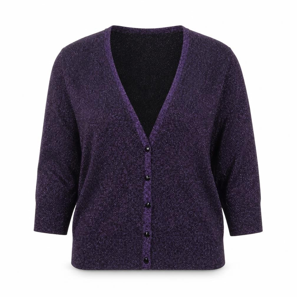 Wallis Women's Purple Glitter Cardigan Size 18