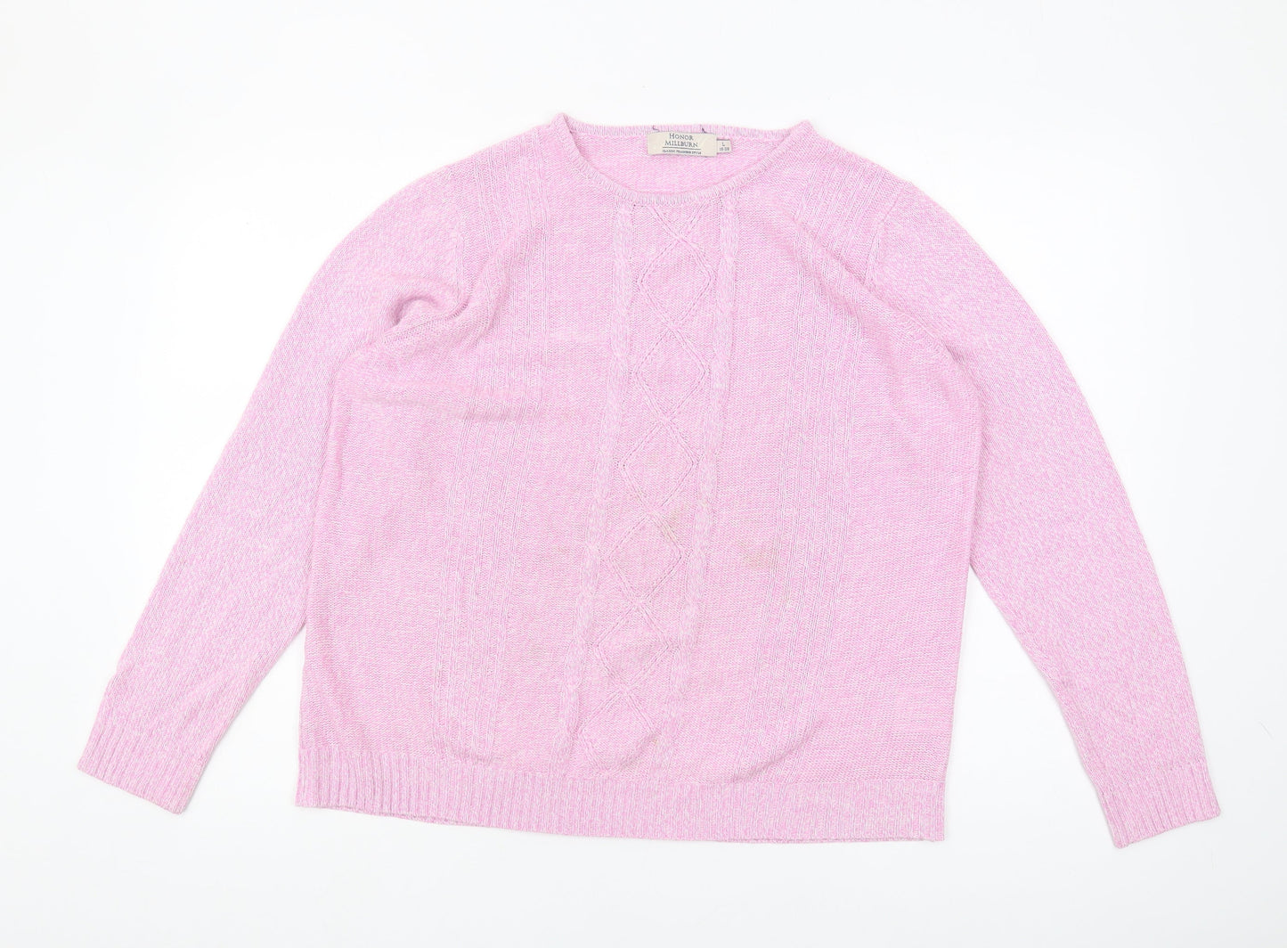 Honor Millburn Women's Pink Cable-Knit Pullover Jumper Size L