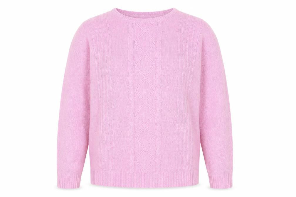 Honor Millburn Women's Pink Cable-Knit Pullover Jumper Size L