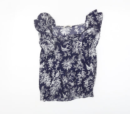 Oasis Women's Blue Floral Top, Size 10, Viscose