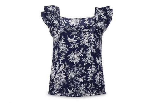 Oasis Women's Blue Floral Top, Size 10, Viscose