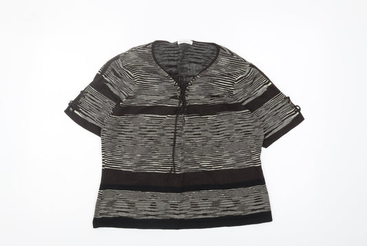 Planet Women's Black Striped V-Neck Jumper L Plus