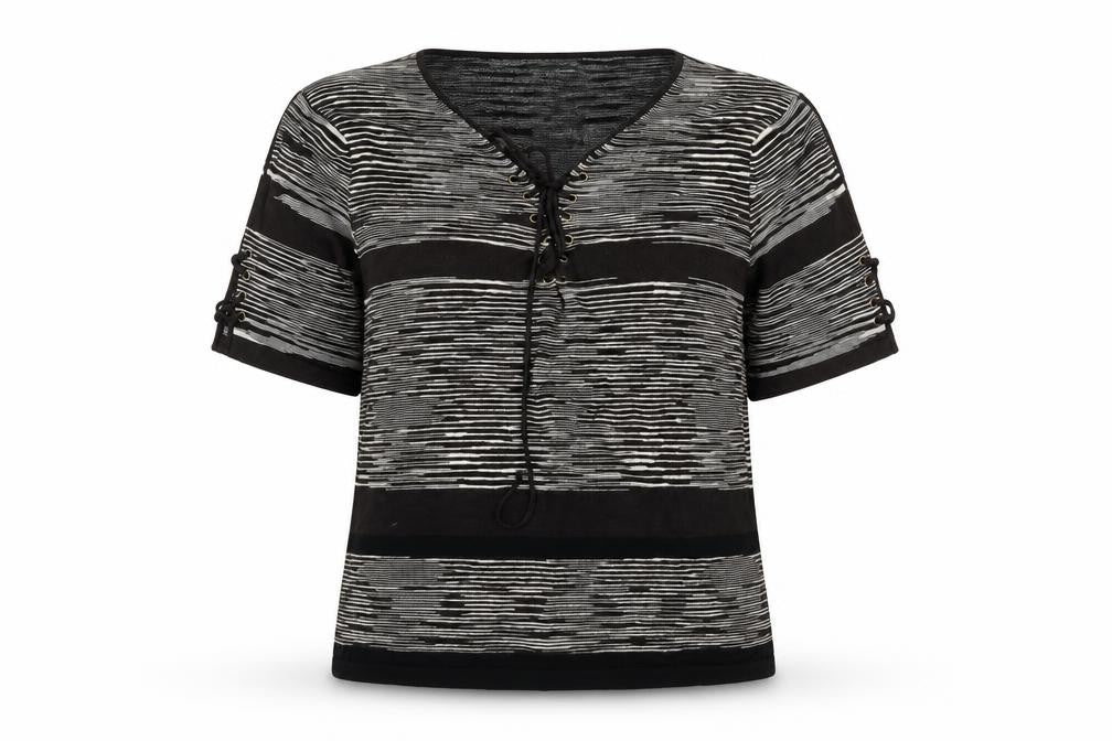 Planet Women's Black Striped V-Neck Jumper L Plus