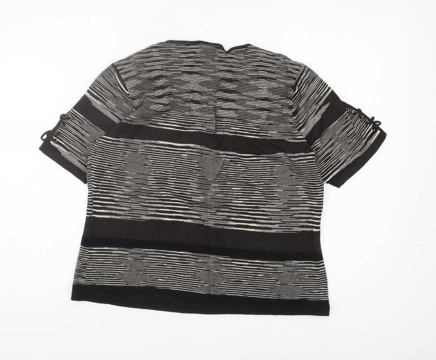 Planet Women's Black Striped V-Neck Jumper L Plus