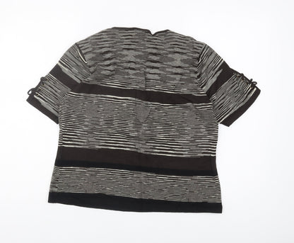 Planet Women's Black Striped V-Neck Jumper L Plus