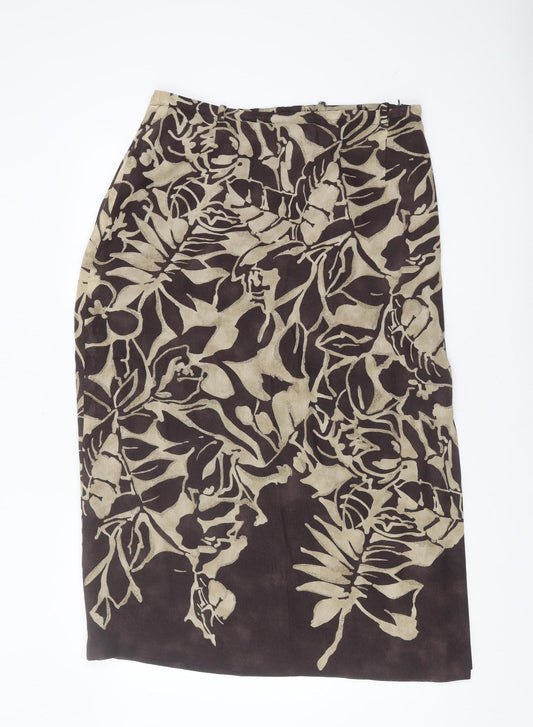 Brown Floral Women's Pencil Skirt Size 16