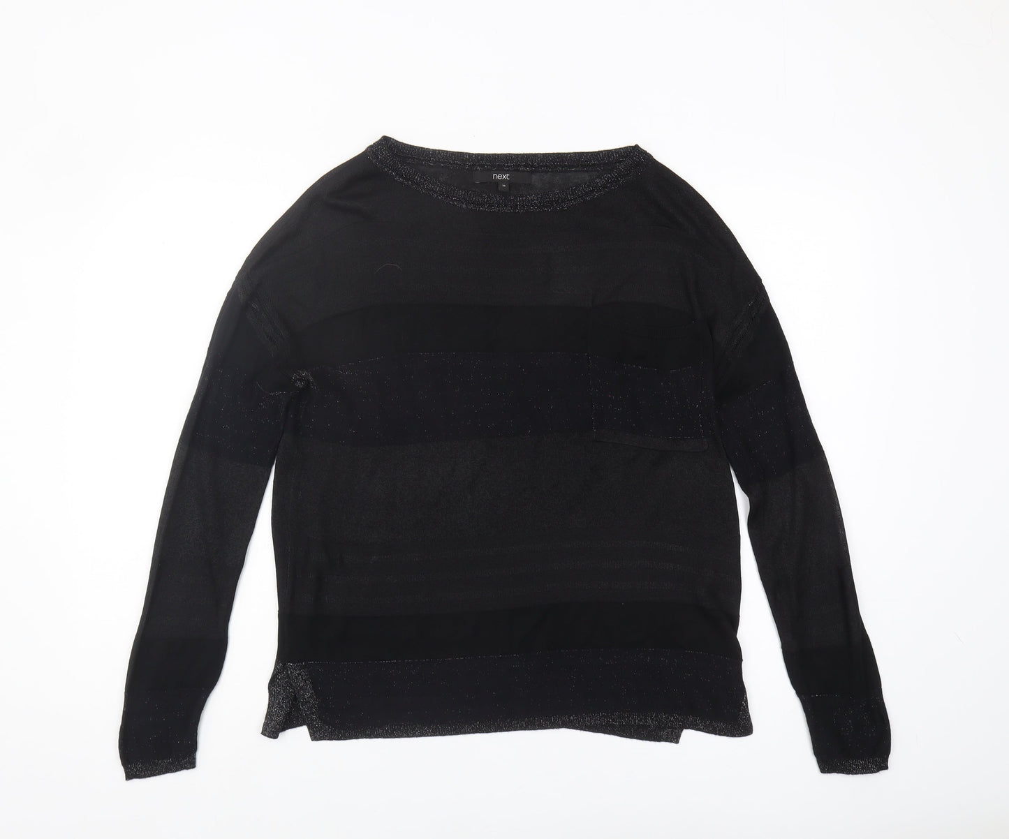 Next Women's Black Pullover Jumper, Size 10, Striped