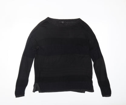 Next Women's Black Pullover Jumper, Size 10, Striped