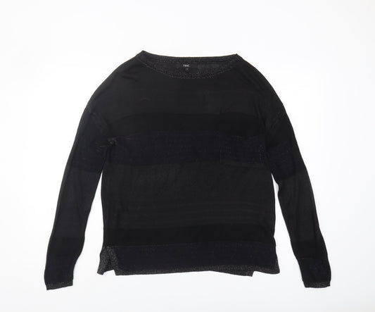 Next Women's Black Pullover Jumper, Size 10, Striped