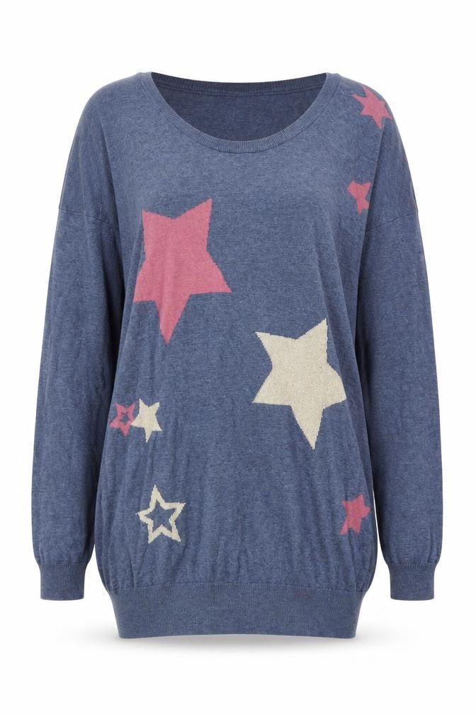 Wrap Women's Blue Star Pullover Jumper, Size S