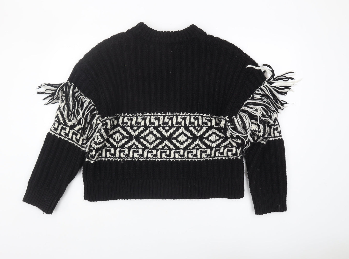 H&M Women's Black Geometric Pullover Jumper Size L