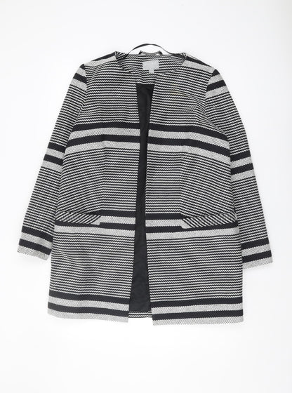 Additional front view of PURE Collection Women's Black Striped Long Coat, size 12